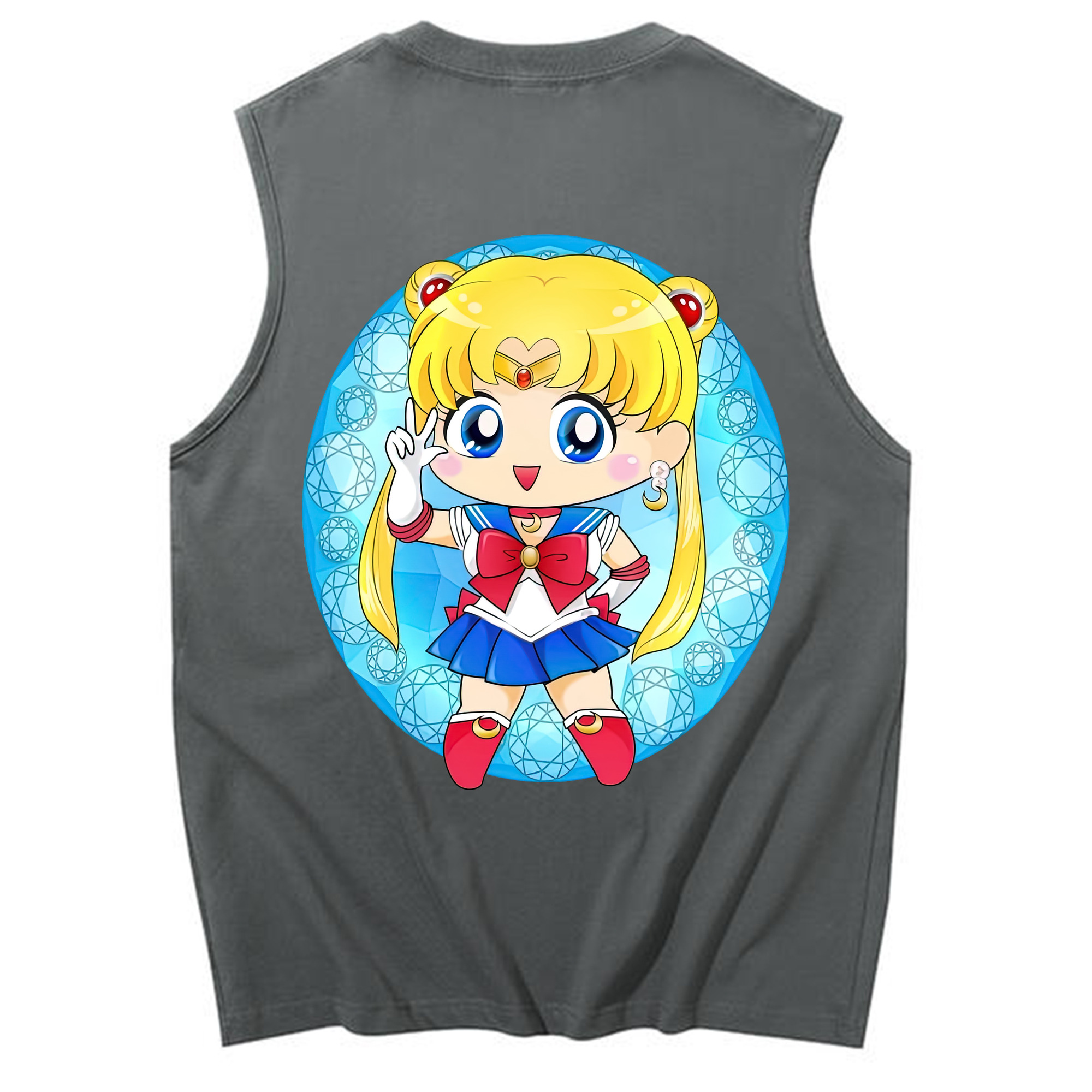 （画像用） 美少女戦士セーラームーン 月野 うさぎ つきの うさぎ Sailor Moon Tsukino Usagi コットン100％タンクトップ（背面プリント）